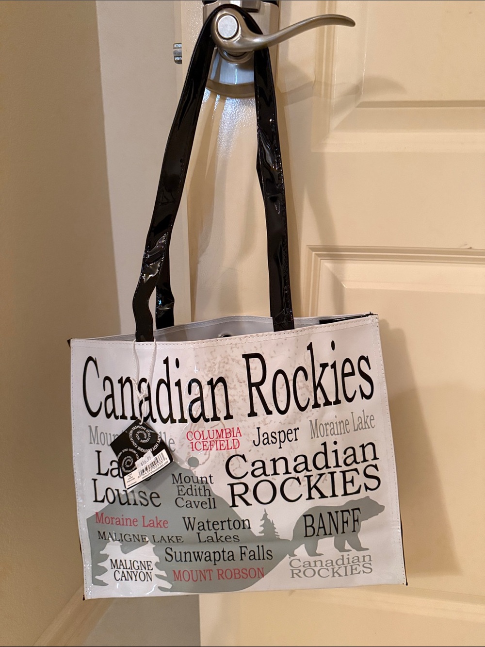 Canadian Rockies Tote Bag in White and Black